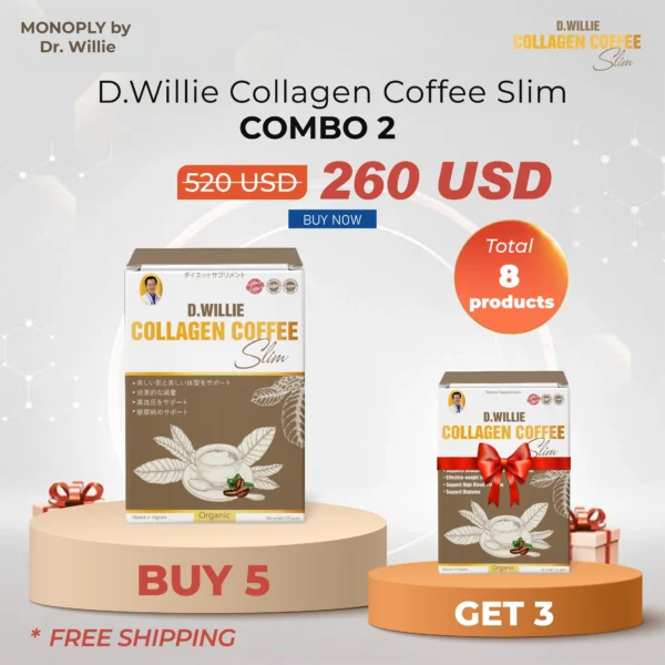 Collagen Coffee – Combo 2 Instant Coffee for Skin Beauty, Anti-Aging 3 in 1 260 USD